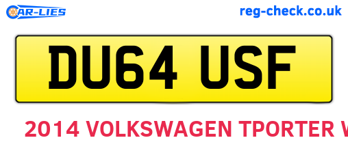 DU64USF are the vehicle registration plates.