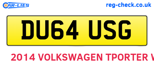 DU64USG are the vehicle registration plates.