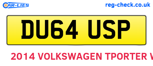 DU64USP are the vehicle registration plates.