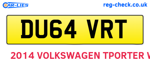 DU64VRT are the vehicle registration plates.