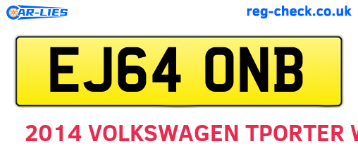 EJ64ONB are the vehicle registration plates.