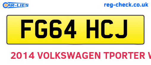 FG64HCJ are the vehicle registration plates.
