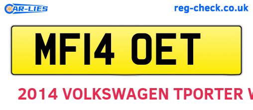 MF14OET are the vehicle registration plates.