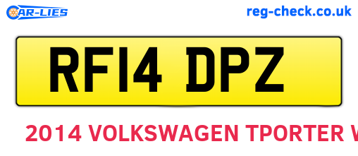RF14DPZ are the vehicle registration plates.