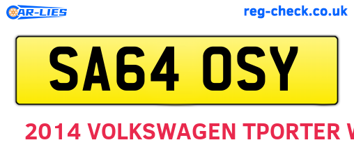 SA64OSY are the vehicle registration plates.
