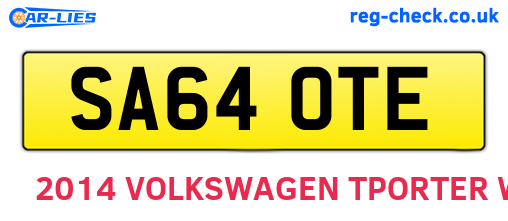 SA64OTE are the vehicle registration plates.