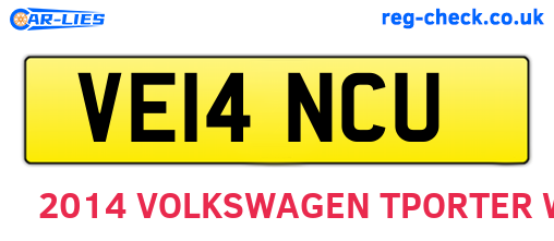 VE14NCU are the vehicle registration plates.