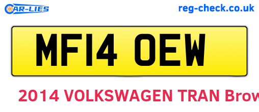 MF14OEW are the vehicle registration plates.