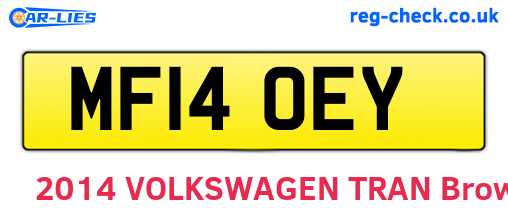 MF14OEY are the vehicle registration plates.