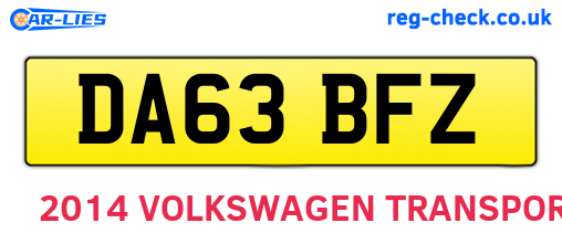 DA63BFZ are the vehicle registration plates.