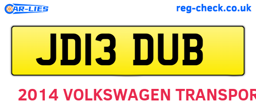JD13DUB are the vehicle registration plates.