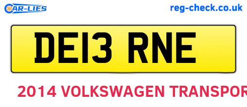 DE13RNE are the vehicle registration plates.