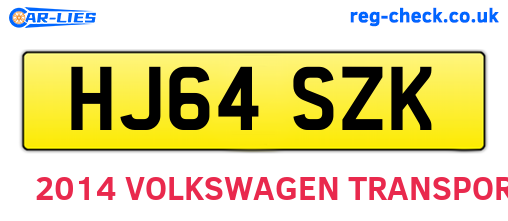 HJ64SZK are the vehicle registration plates.