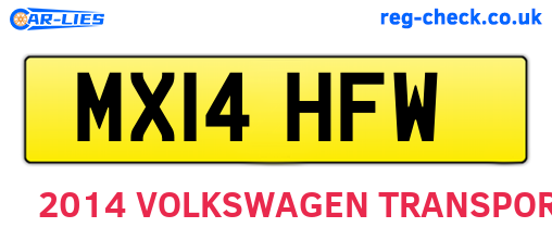 MX14HFW are the vehicle registration plates.