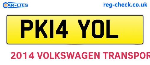 PK14YOL are the vehicle registration plates.