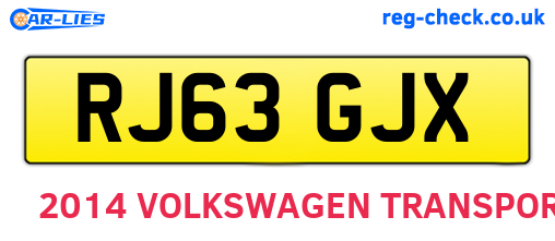 RJ63GJX are the vehicle registration plates.