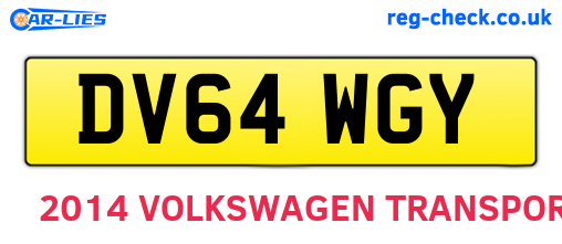 DV64WGY are the vehicle registration plates.