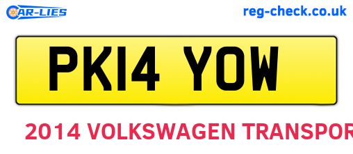 PK14YOW are the vehicle registration plates.