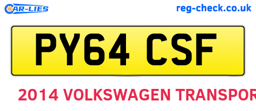 PY64CSF are the vehicle registration plates.