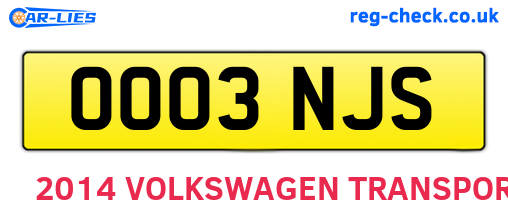 OO03NJS are the vehicle registration plates.