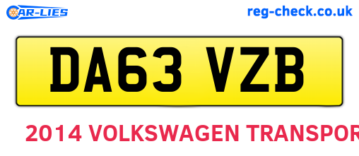 DA63VZB are the vehicle registration plates.