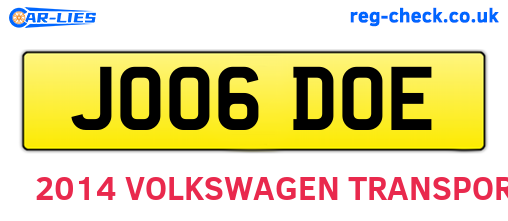 JO06DOE are the vehicle registration plates.