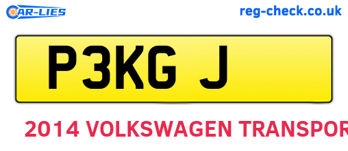 P3KGJ are the vehicle registration plates.