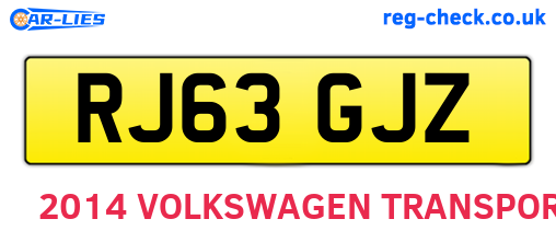 RJ63GJZ are the vehicle registration plates.