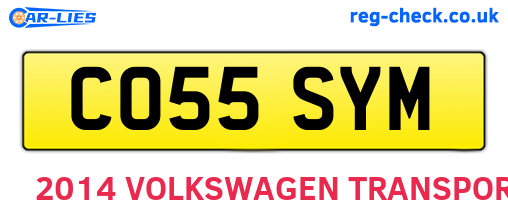 CO55SYM are the vehicle registration plates.