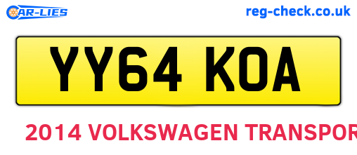 YY64KOA are the vehicle registration plates.