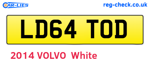 LD64TOD are the vehicle registration plates.