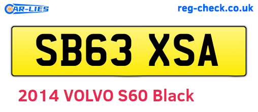 SB63XSA are the vehicle registration plates.