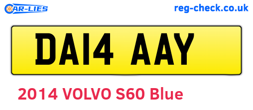 DA14AAY are the vehicle registration plates.