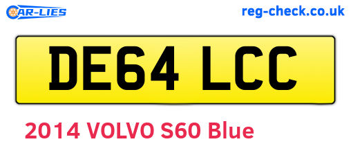 DE64LCC are the vehicle registration plates.
