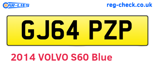 GJ64PZP are the vehicle registration plates.