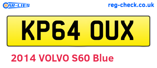 KP64OUX are the vehicle registration plates.