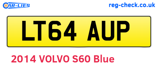 LT64AUP are the vehicle registration plates.