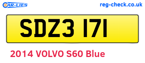 SDZ3171 are the vehicle registration plates.