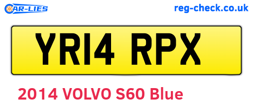 YR14RPX are the vehicle registration plates.