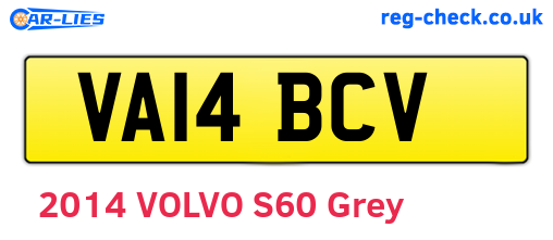 VA14BCV are the vehicle registration plates.
