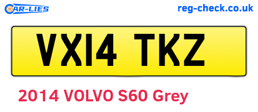 VX14TKZ are the vehicle registration plates.