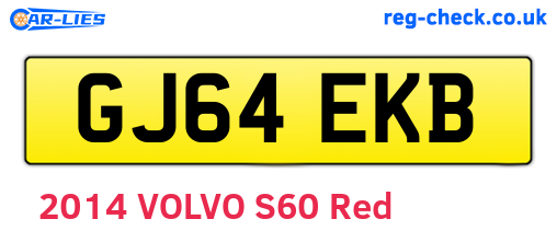 GJ64EKB are the vehicle registration plates.