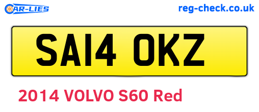 SA14OKZ are the vehicle registration plates.