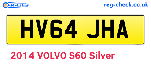 HV64JHA are the vehicle registration plates.