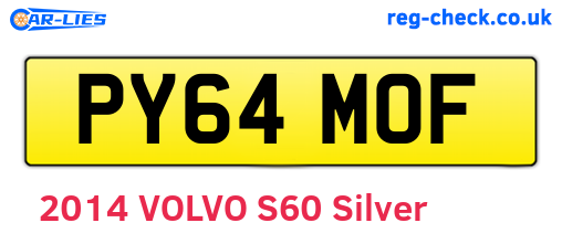 PY64MOF are the vehicle registration plates.