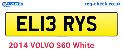 EL13RYS are the vehicle registration plates.