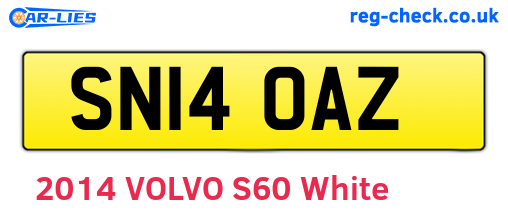 SN14OAZ are the vehicle registration plates.