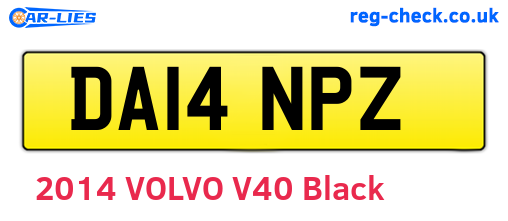 DA14NPZ are the vehicle registration plates.