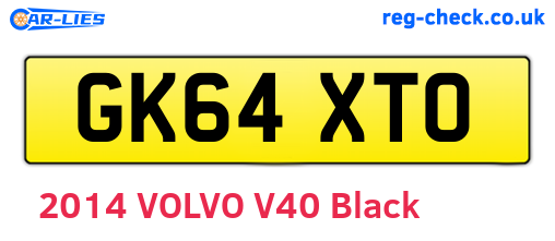 GK64XTO are the vehicle registration plates.