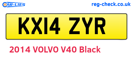 KX14ZYR are the vehicle registration plates.